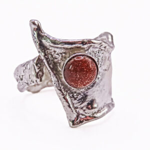 Abstract Silver Ring with Sunstone