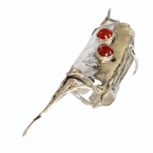 Flowing lava ring with two Carnelian stone.